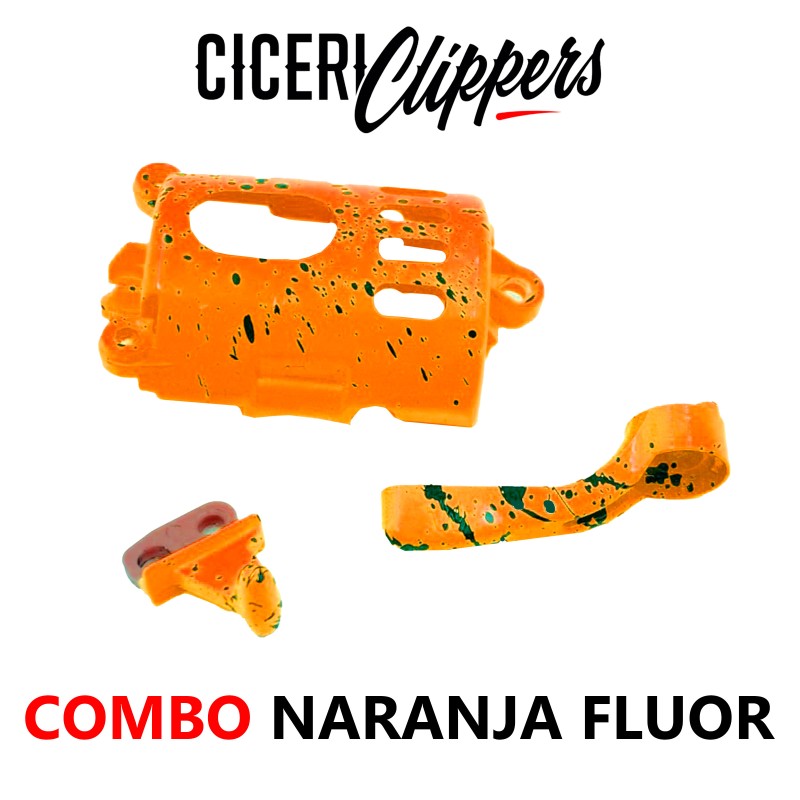 COMBO CUSTOM CLIPPER NARANJA FLUOR /PALANCA TAPA DE MOTOR Y SWICHE