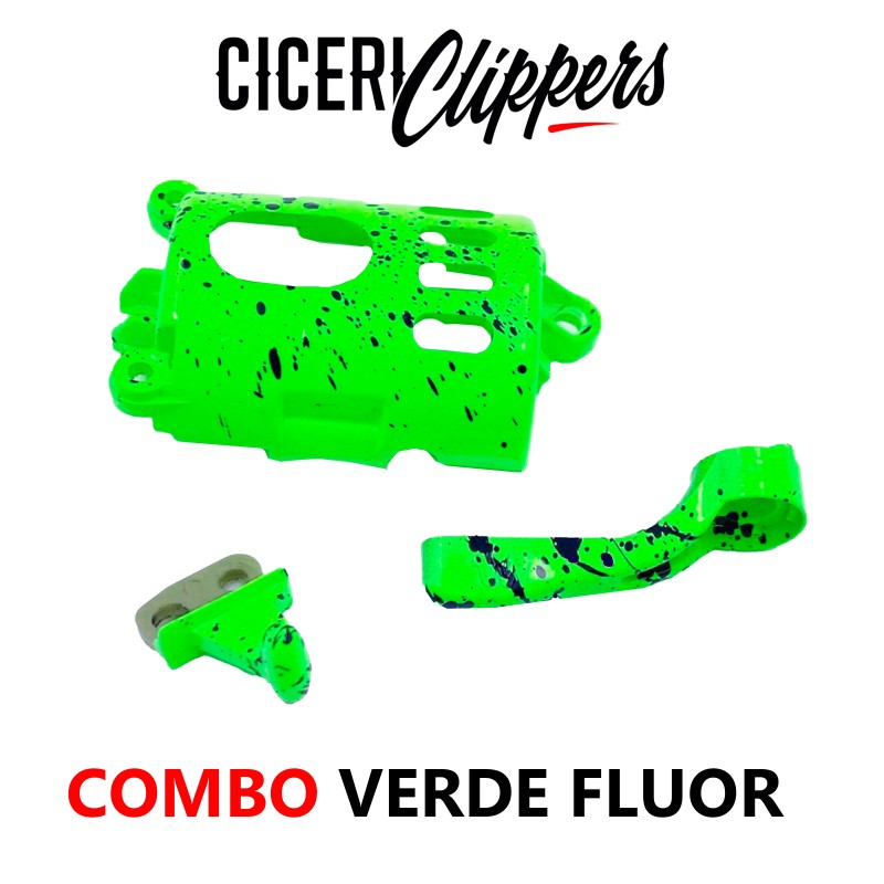COMBO CUSTOM CLIPPER / VERDE FLUOR /PALANCA TAPA DE MOTOR Y SWICHE